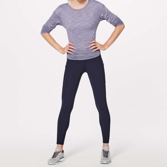 Lululemon Speed Up Tight Brushed Luxtreme leggings / pants / tights (Navy) 28" - Picture 2 of 10